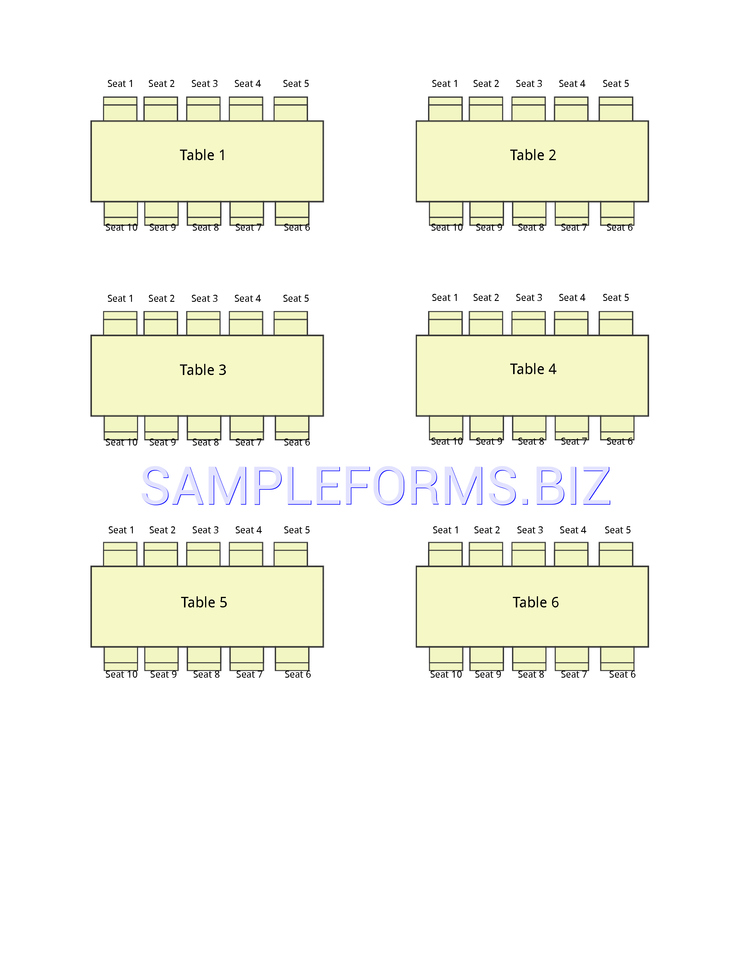 Preview free downloadable Wedding Seating Chart Template 2 in PDF (page 1)